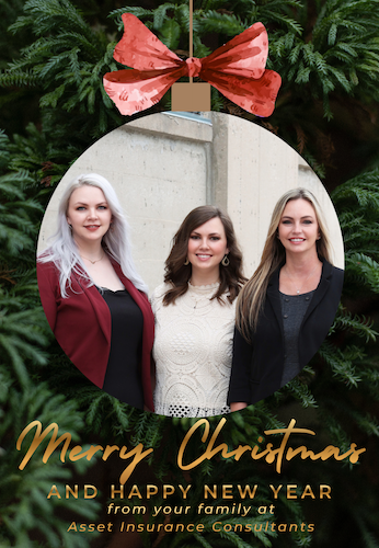 Graphic including a photo of the team and text wishing happy holidays